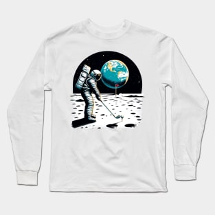 Golf Novelty Funny Astronaut Golfing Funny Golf Long Sleeve T-Shirt